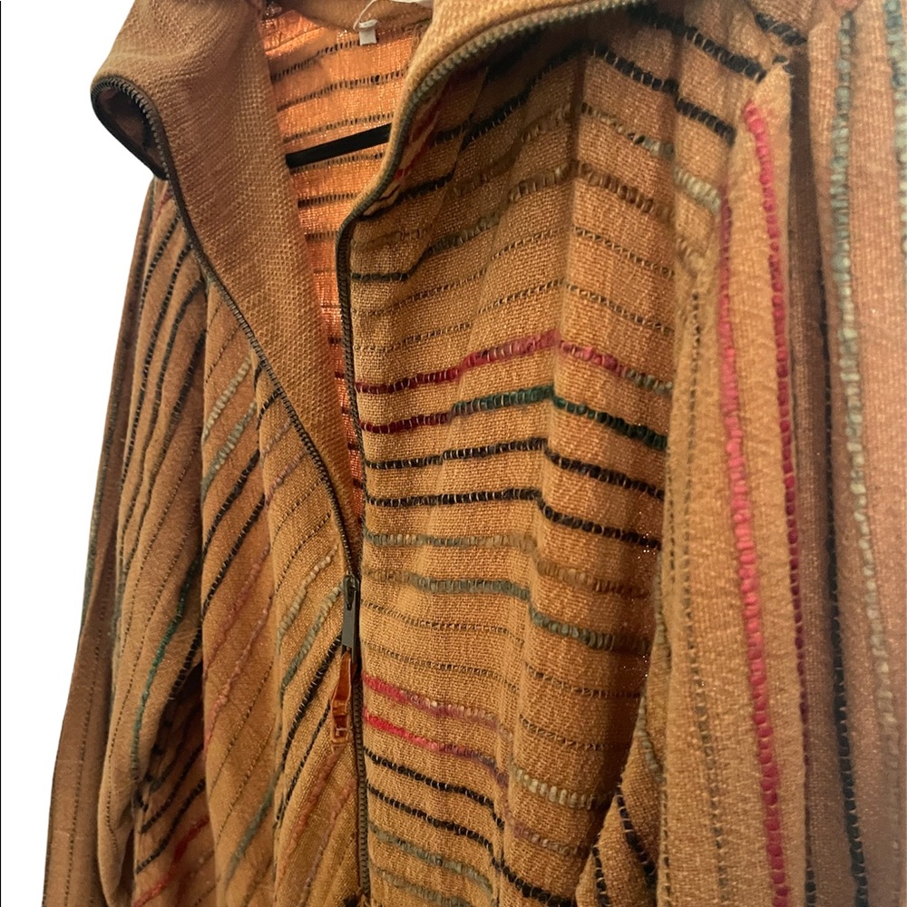 Soft surroundings unique embroidered mustard rust colored jacket size L
